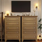 Commode en bois à 5 tiroirs de 122 cm de hauteur, commode moderne avec grand espace de rangement et poignées métalliques, meuble de rangement pour chambre à coucher, salon, couloir