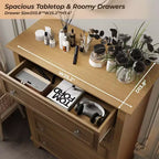 Commode en bois à 5 tiroirs de 122 cm de hauteur, commode moderne avec grand espace de rangement et poignées métalliques, meuble de rangement pour chambre à coucher, salon, couloir