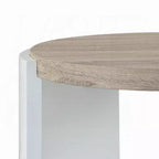 Royal Hampton Side End Table, White High Gloss Wood, Brown Top, Oval 26 Inch