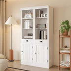Acekool Bibliothèque haute de 180 cm avec armoire, bibliothèque à 3 étagères et rangement réglable, organisateur moderne, blanc, lot de 2