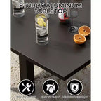 Table à manger extensible - Table à manger d'extérieur pour 4-6 personnes, Table à manger de patio de 31,5 à 63, Cadre à lattes en aluminium, pour restaurants, extérieurs, piscines