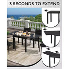 Table à manger extensible - Table à manger d'extérieur pour 4-6 personnes, Table à manger de patio de 31,5 à 63, Cadre à lattes en aluminium, pour restaurants, extérieurs, piscines