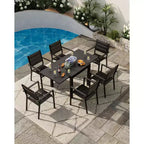 Table à manger extensible - Table à manger d'extérieur pour 4-6 personnes, Table à manger de patio de 31,5 à 63, Cadre à lattes en aluminium, pour restaurants, extérieurs, piscines
