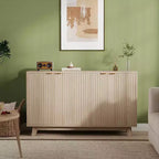 Fluted Cabinet with Storage, Buffet Sideborad with 4 Doors