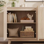 Fluted Cabinet with Storage, Buffet Sideborad with 4 Doors