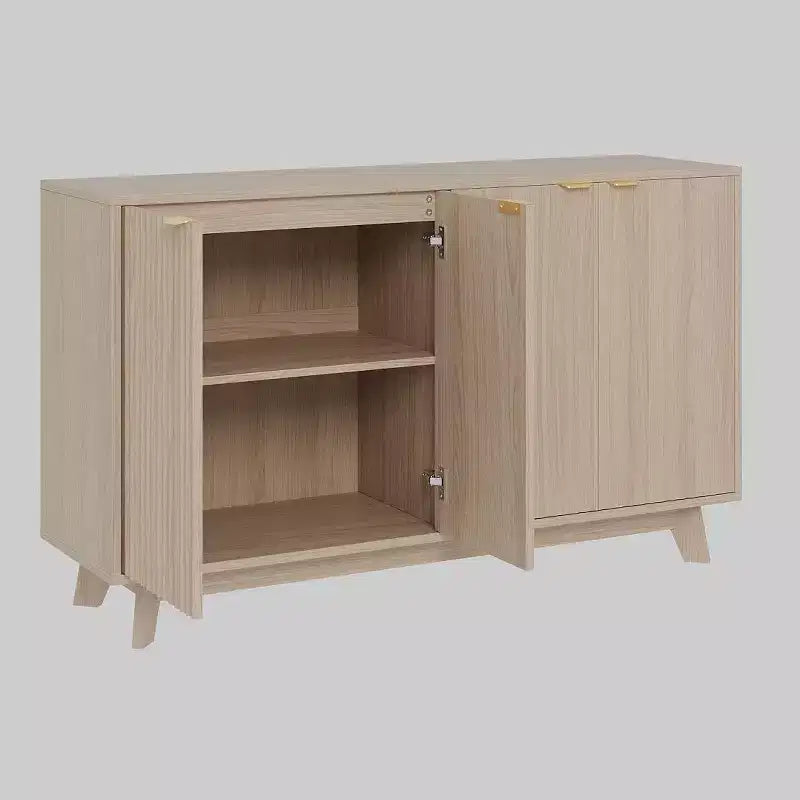 Fluted Cabinet with Storage, Buffet Sideborad with 4 Doors