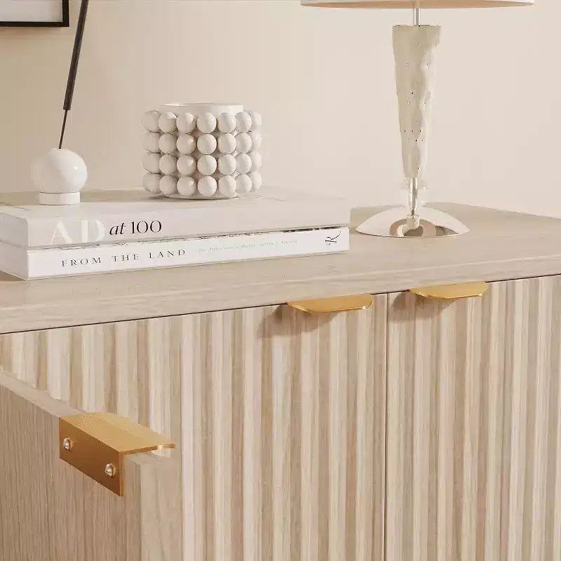 Fluted Cabinet with Storage, Buffet Sideborad with 4 Doors