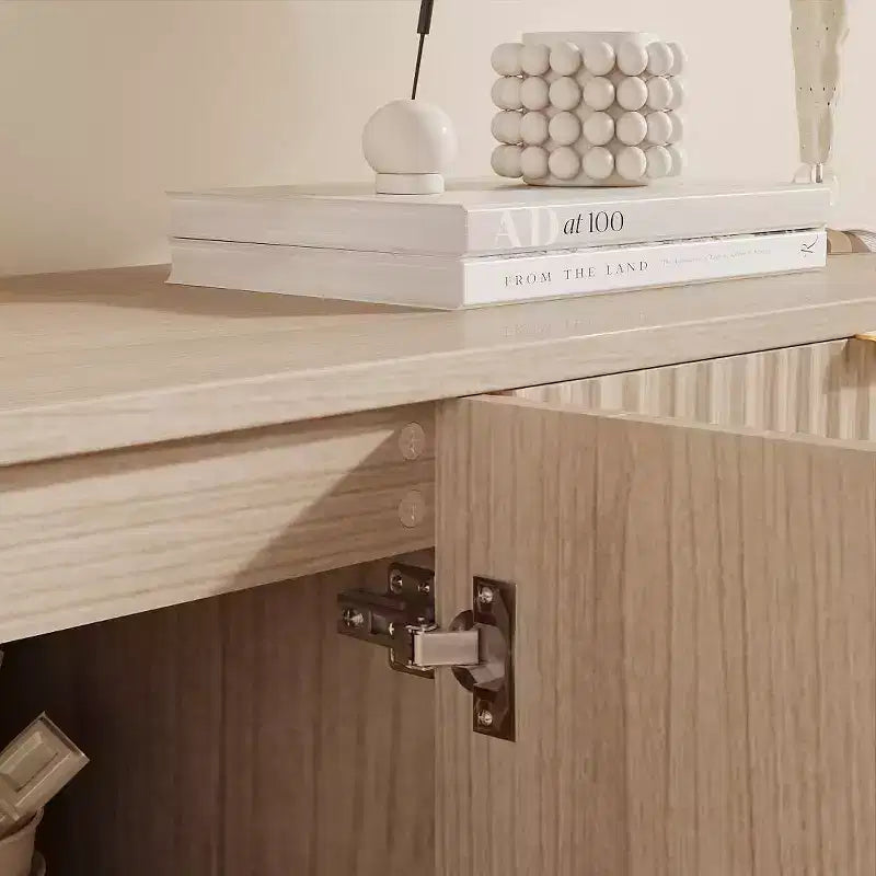 Fluted Cabinet with Storage, Buffet Sideborad with 4 Doors