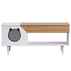 GustoWave 45 Table Basse de Ferme pour Chat avec Cachette, Table Basse Carrée en Bois avec Niche pour Chat