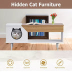 GustoWave 45 Table Basse de Ferme pour Chat avec Cachette, Table Basse Carrée en Bois avec Niche pour Chat