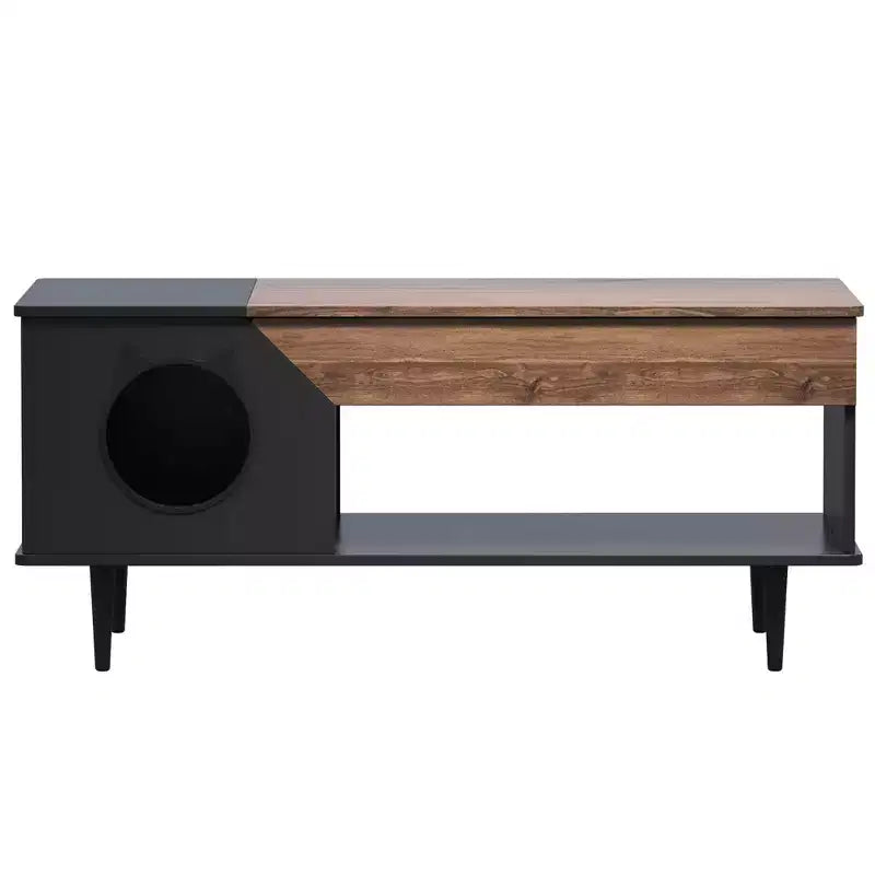 GustoWave 45 Table Basse de Ferme pour Chat avec Cachette, Table Basse Carrée en Bois avec Niche pour Chat