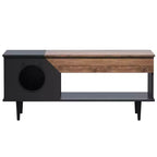 GustoWave 45 Table Basse de Ferme pour Chat avec Cachette, Table Basse Carrée en Bois avec Niche pour Chat
