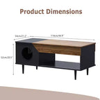 GustoWave 45 Table Basse de Ferme pour Chat avec Cachette, Table Basse Carrée en Bois avec Niche pour Chat