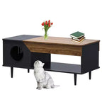 GustoWave 45 Table Basse de Ferme pour Chat avec Cachette, Table Basse Carrée en Bois avec Niche pour Chat