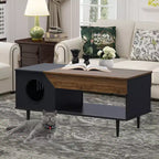 GustoWave 45 Table Basse de Ferme pour Chat avec Cachette, Table Basse Carrée en Bois avec Niche pour Chat