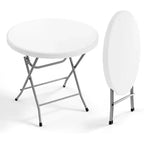 VINGLI 32 Round Folding Commercial Banquet Table, Portable Plastic Coffee Card Dining Table1 Pack, White