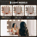 Coiffeuse d'angle et tabouret, Coiffeuse d'angle avec miroir lumineux LED, station de charge et armoire pour chambre à coucher
