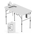Folding Fish Cleaning Table with Foldable Sink, Outdoor Fillet Station Portable Camping Kitchen Station with Faucet Drainage Hose