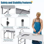 Table de nettoyage de poisson pliante avec évier pliable, station de filetage extérieure, cuisine de camping portable avec robinet et tuyau de drainage