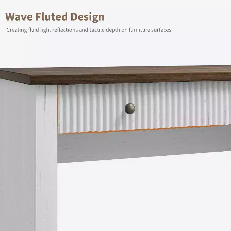 Bureau de rangement cannelé pour bureau à domicile, bureau de direction moderne de 137 cm avec station de charge, bureau d'écriture en bois avec tiroirs classeurs pour salle d'étude