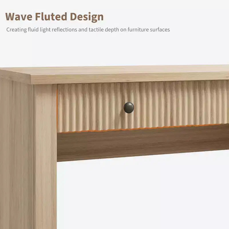 Bureau de rangement cannelé pour bureau à domicile, bureau de direction moderne de 137 cm avec station de charge, bureau d'écriture en bois avec tiroirs classeurs pour salle d'étude
