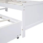 Lit jumeau/double avec tête de lit bibliothèque, lit plateforme en bois avec tête de lit LED de rangement, lit avec lit gigogne et 3 tiroirs