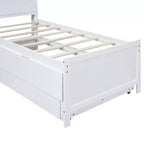 Lit jumeau/double avec tête de lit bibliothèque, lit plateforme en bois avec tête de lit LED de rangement, lit avec lit gigogne et 3 tiroirs