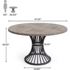 Lantine Round Dining Table for 4-6 People, 47-Inch Farmhouse Kitchen Table, Industrial Dinner Table for Kitchen, Dinning Room, Living Room