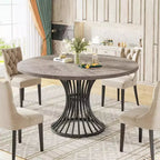 Lantine Round Dining Table for 4-6 People, 47-Inch Farmhouse Kitchen Table, Industrial Dinner Table for Kitchen, Dinning Room, Living Room