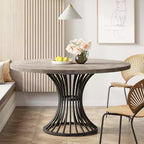 Lantine Round Dining Table for 4-6 People, 47-Inch Farmhouse Kitchen Table, Industrial Dinner Table for Kitchen, Dinning Room, Living Room
