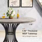 Lantine Round Dining Table for 4-6 People, 47-Inch Farmhouse Kitchen Table, Industrial Dinner Table for Kitchen, Dinning Room, Living Room
