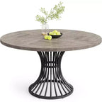 Lantine Round Dining Table for 4-6 People, 47-Inch Farmhouse Kitchen Table, Industrial Dinner Table for Kitchen, Dinning Room, Living Room