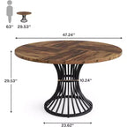 Lantine Round Dining Table for 4-6 People, 47-Inch Farmhouse Kitchen Table, Industrial Dinner Table for Kitchen, Dinning Room, Living Room