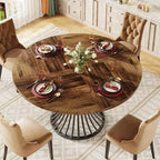 Lantine Round Dining Table for 4-6 People, 47-Inch Farmhouse Kitchen Table, Industrial Dinner Table for Kitchen, Dinning Room, Living Room