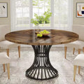 Lantine Round Dining Table for 4-6 People, 47-Inch Farmhouse Kitchen Table, Industrial Dinner Table for Kitchen, Dinning Room, Living Room