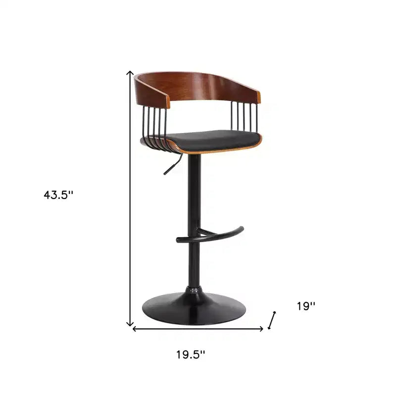 Chaise de bar HomeRoots pivotante et réglable en hauteur, en similicuir noir et métal