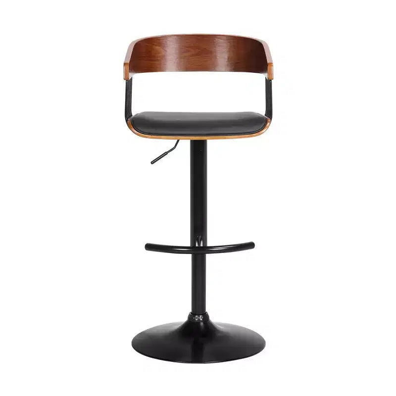 Chaise de bar HomeRoots pivotante et réglable en hauteur, en similicuir noir et métal