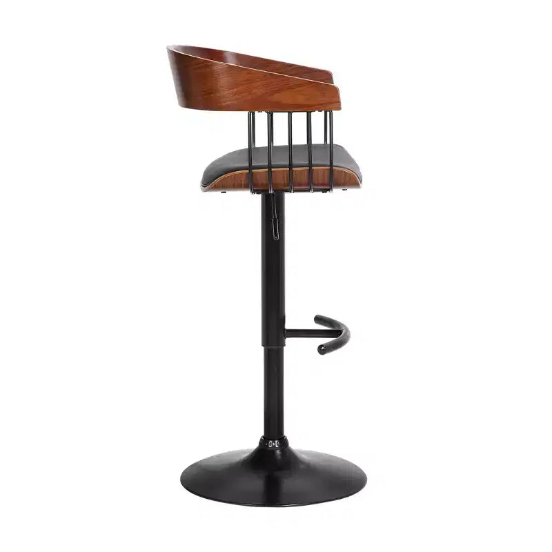 Chaise de bar HomeRoots pivotante et réglable en hauteur, en similicuir noir et métal