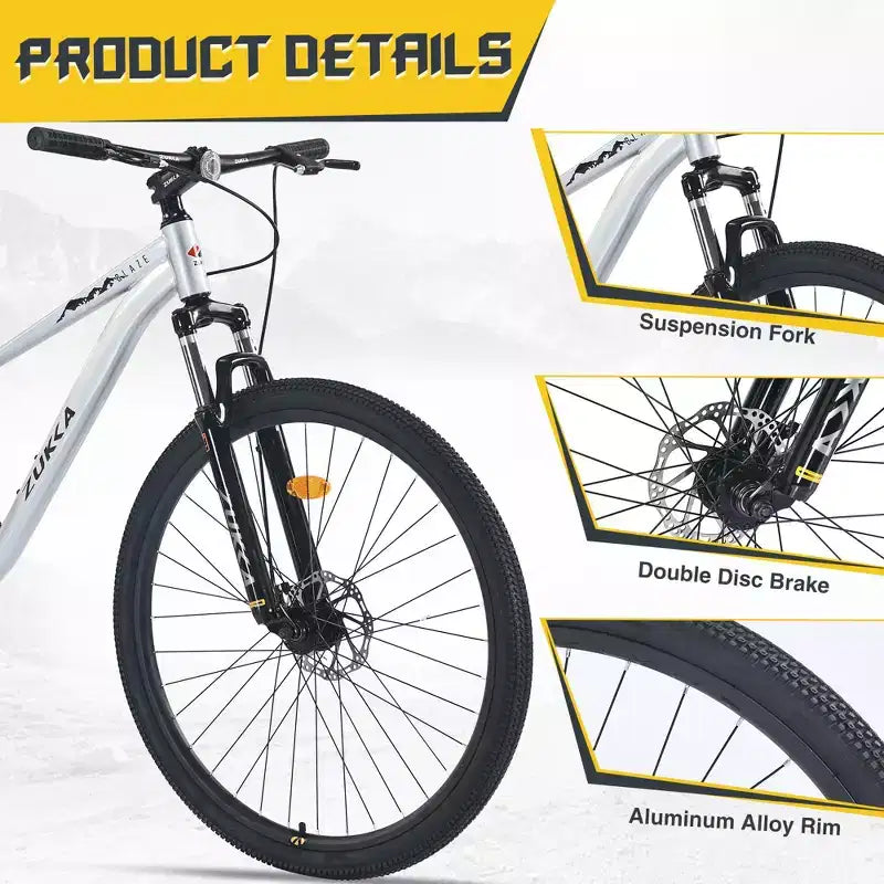 Okak 29IN Single Speed Mountain Bike, Adult Bike with Steel Frame and Front Suspension, Mens Bike for Commuting, Travel, Mountain