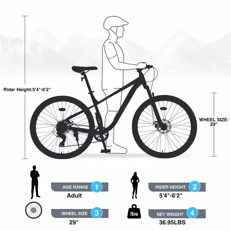 Okak 29IN Single Speed Mountain Bike, Adult Bike with Steel Frame and Front Suspension, Mens Bike for Commuting, Travel, Mountain