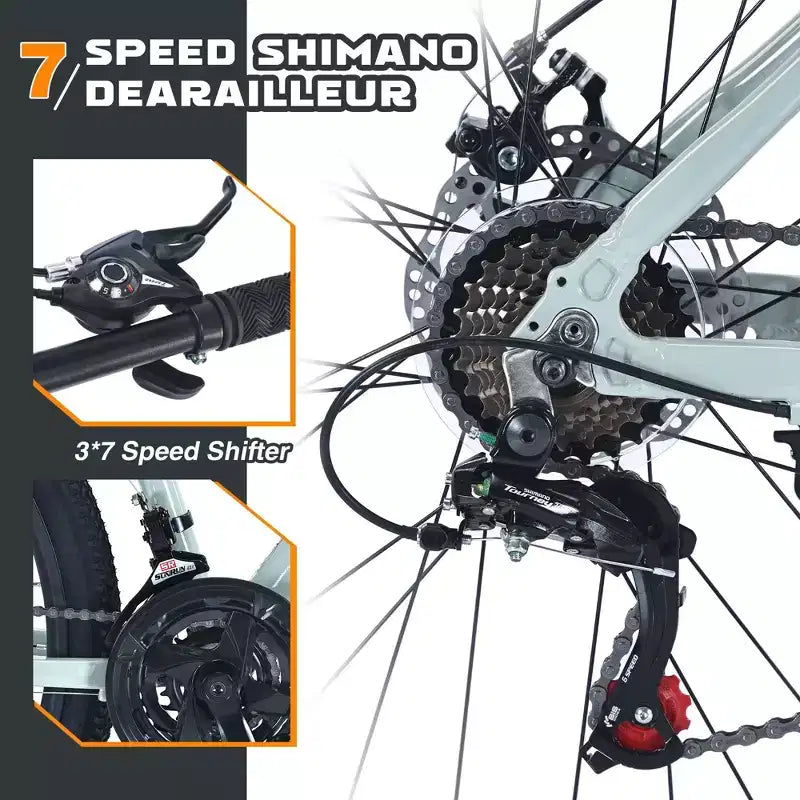 Okak 27.5IN Mountain Bike with Aluminum Alloy Frame, Kids Dirt Bike with 21 Speed Gear and Front Suspension, Bicycle for Kids and Adults