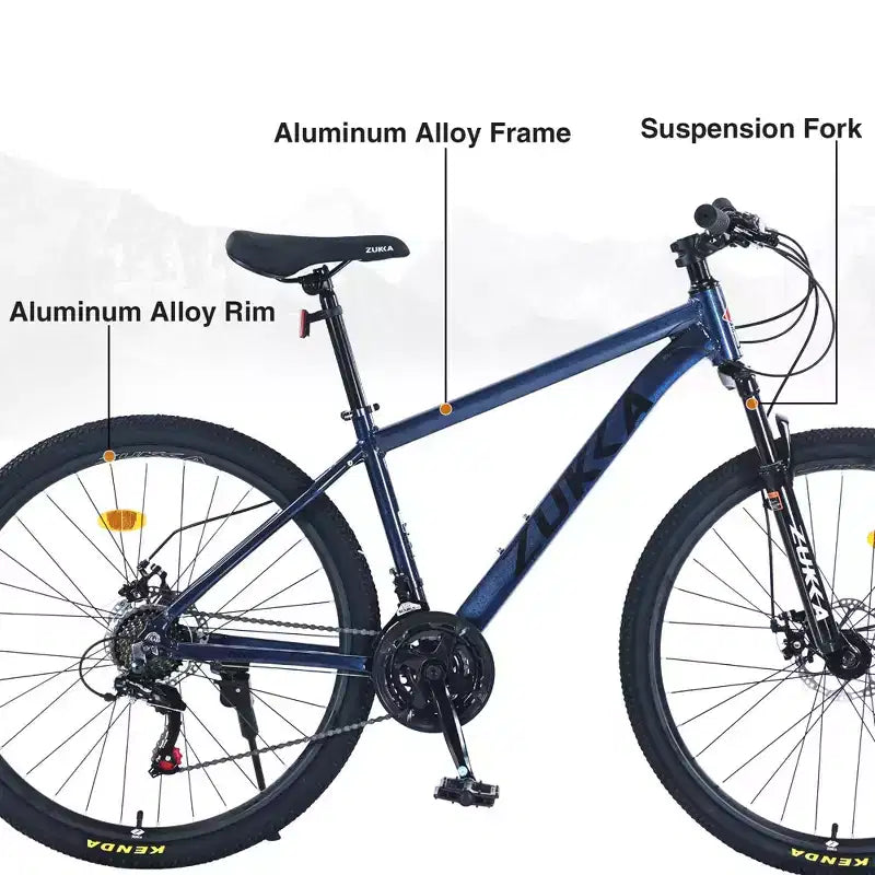 Okak 27.5IN Mountain Bike with Aluminum Alloy Frame, Kids Dirt Bike with 21 Speed Gear and Front Suspension, Bicycle for Kids and Adults