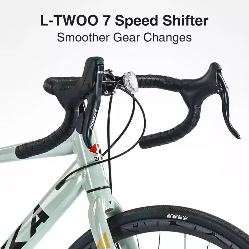 Okak 700C Road Bike with 7 Speed System, Adult Bike with Aluminum Alloy Frame and Rim, Disk Brake Bicycle for Men and Women