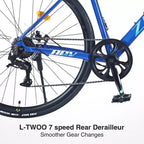 Okak 700C Road Bike with 7 Speed System, Adult Bike with Aluminum Alloy Frame and Rim, Disk Brake Bicycle for Men and Women