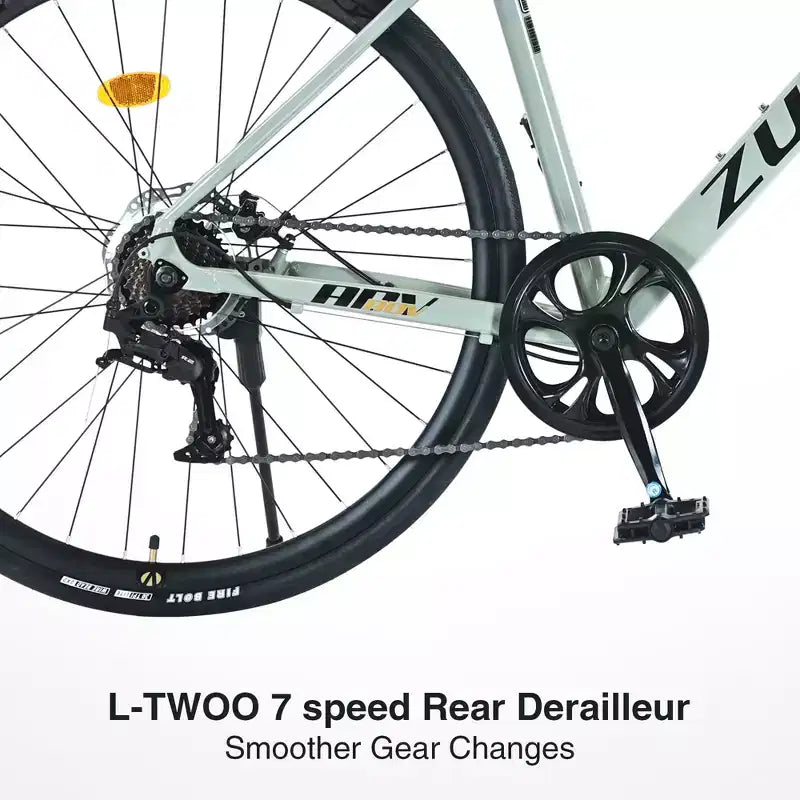 Okak 700C Road Bike with 7 Speed System, Adult Bike with Aluminum Alloy Frame and Rim, Disk Brake Bicycle for Men and Women