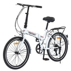 Okak 24IN Folding Bike with 7 Speed and Steel Frame, Cruiser Bikes with Rear Shelf and Mudguard, Adult Bike for Traval and Commuting