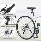 Okak 700C Hybrid Bike with Aluminum Alloy Frame and Double Disc Brakes, Flat Handlebar Road Bike, Adult Bike for Road Cycling and Traval