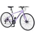 Okak 700C Hybrid Bike with Aluminum Alloy Frame and Double Disc Brakes, Flat Handlebar Road Bike, Adult Bike for Road Cycling and Traval
