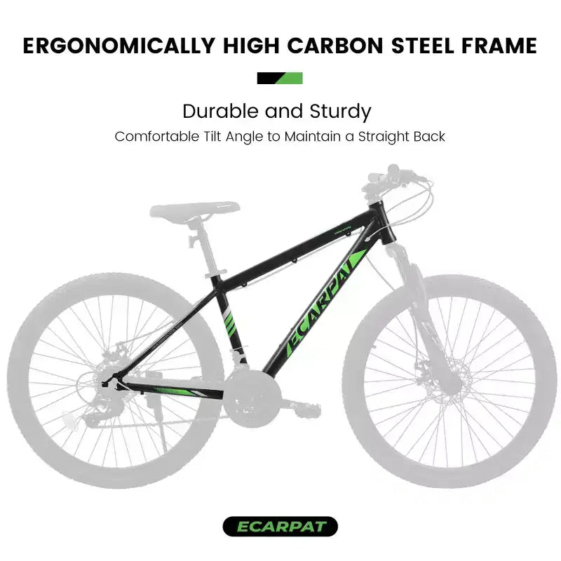 Okak 27IN Mountain Bike with Suspension Fork and Aluminum Frame, 21-Speed Dirt Bike with Disc Brake, Adult Bike for Men and Women