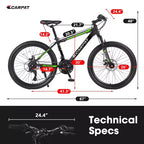 Okak 26IN Mountain Bike with 21 Speeds and Disc Brakes, Kids Dirt Bike with High-Carbon Steel Frame, Mens Bike for Adult & Teenagers